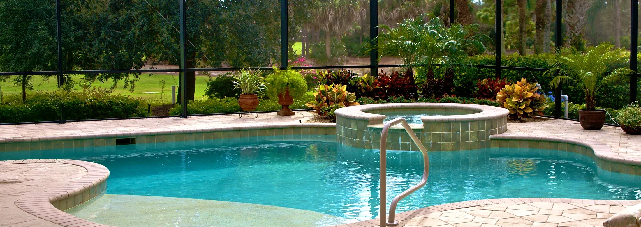 spa next to pool