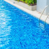 bright blue pool